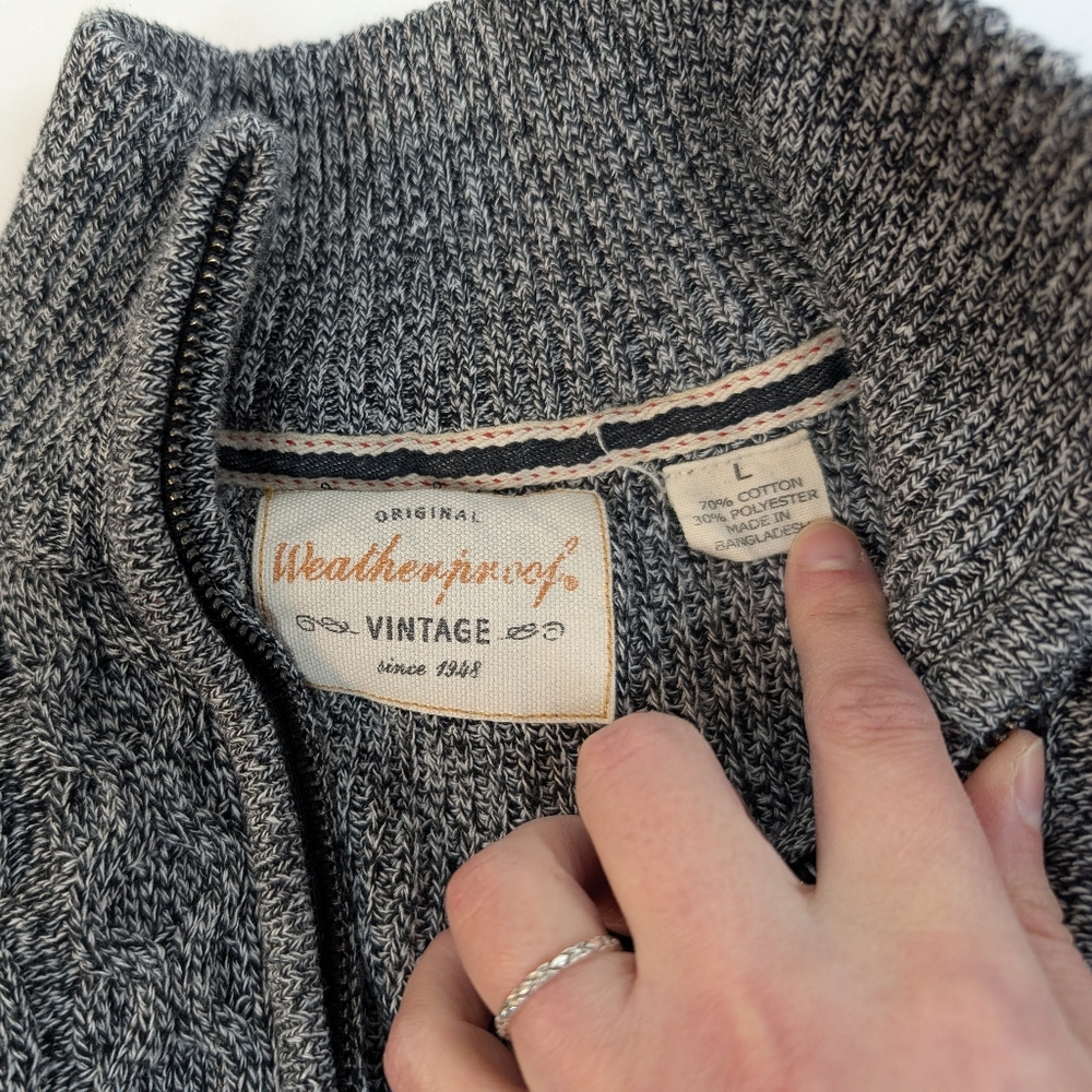 Weatherproof Gray Half Zip Knit Pullover 100% Cot… - image 4